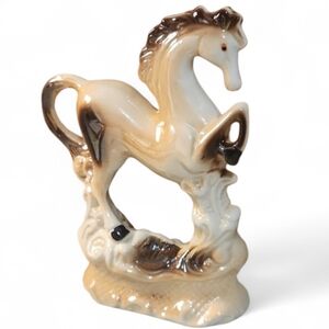Vintage Lusterware Horse Figurine MCM Brazil Ceramic